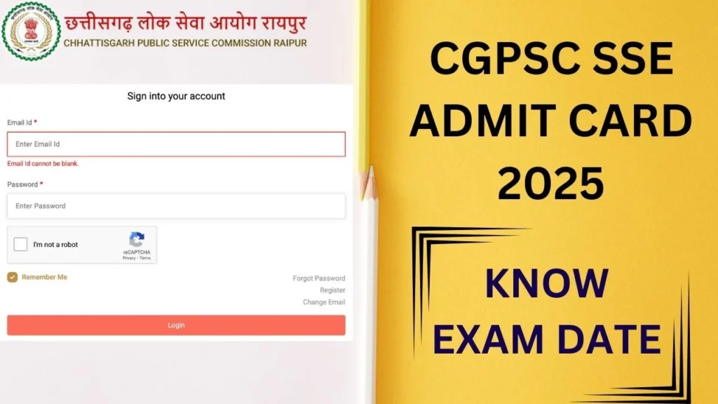 CGPSC SSE Prelims Admit Card 2025