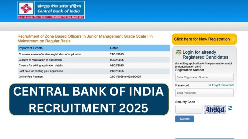 ⁠Central Bank Of India Recruitment 2025: Notification, Vacancy, Apply Online